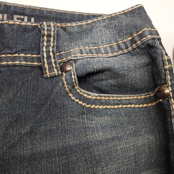 Code Bleu Capri Cropped Jeans 10 Embroidered Embellished Y2K Boho Glam Western - Picture 7 of 16